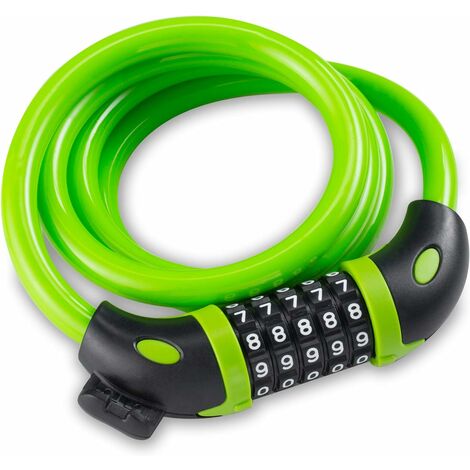 Bike Lock Bicycle Lock Chain ,5-Digit Combination Lock Core Steel Wire Bike Lock Security&Portable Bicycle Locks-Green (1/5)