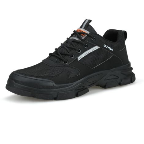 Work Shoes Mens Walking Sneakers Slip Resistant Waterproof Lightweight Comfortable Trainers Shock Absorbing Chef Kitchen Food Service Shoes Restaurant Gym Hospital Lace Up，Black，Size 45
