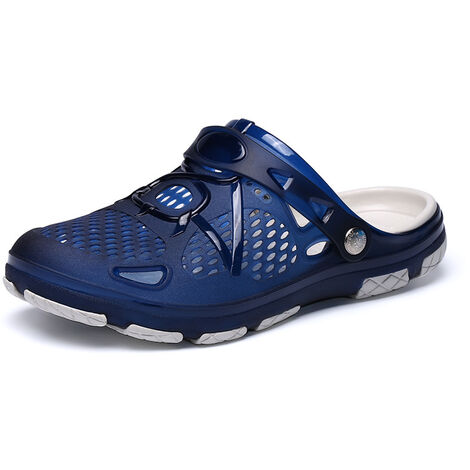 Men's Garden Clogs Mules, Non-Slip Water Shoes, Breathable Sandals, Outdoor Slippers, Beach, Shower, Blue - 40