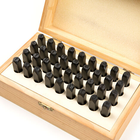 Letter and Number Stamp Set, 36-Piece Carbon Steel Metal Stamp Set, alphanumeric Punching Set with Wooden case, for Metal, Jewelry, Leather, Wood-1.5mm