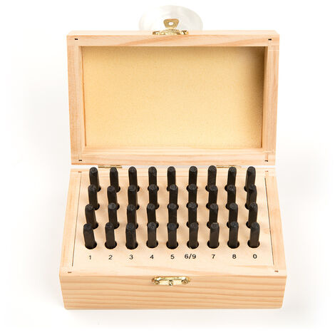 Letter and Number Stamp Set, 36-Piece Carbon Steel Metal Stamp Set, alphanumeric Punching Set with Wooden case, for Metal, Jewelry, Leather, Wood-5mm