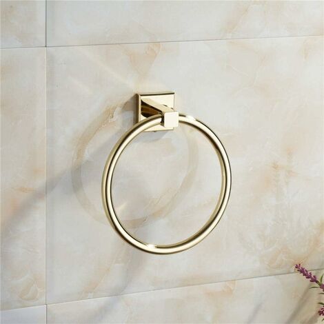 Brushed Gold Towel Ring,No punching,Adhesive Towel Rail Wall Mounted Towel Rail (1/3)