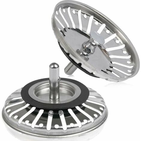 2 Pieces Sink Strainer/Sink Drain Stopper Sink Stopper Hole Kitchen/Bath Strainer Diameter 84mm With Ball End, Stainless Steel (1/5)