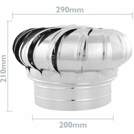 Galvanized steel rotating chimney cowl cap spinner anti-downdraught 200 mm pipefit