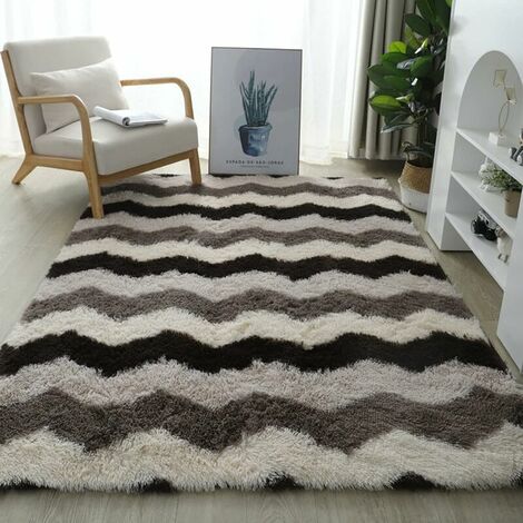Area Rugs Fluffy Rugs Shaggy Area Rug Plush Carpet Home Decor Rug Large Soft Gradient Tie-Dye Rugs Comfortable Floor Mat for Living Room, Bedroom, Kids Room (Ripple, 100 x 200cm) (1/5)