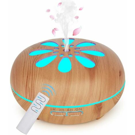 Updated Ultrasonic Air Humidifier Electric Perfume Aroma Mist With Remote Control 7 Changing Colors Auto Shut Off Essential Oil Diffuser 500Ml Light Brown (1/5)