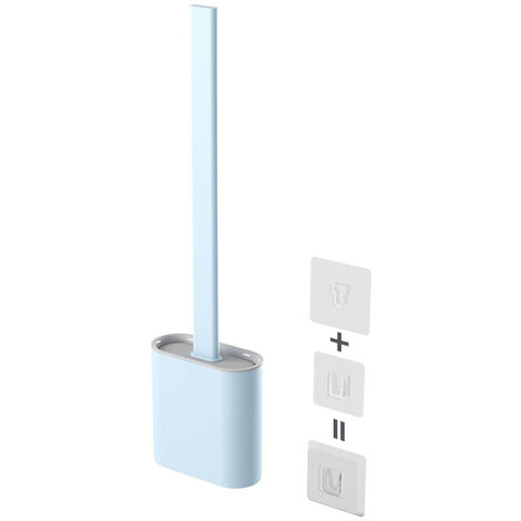 Loo Brush Toilet Brush Set, Compact Household Toilet Cleaning Tool, TPR Bristles Deep Cleaning Will not Harm the Toilet Surface (long Handle) Wall-mounted ( Color : Blue  )