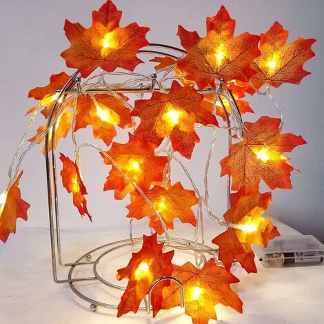 Decorations Lighted Leaf Garland, Autumn Maple String Lights 3m 20 LED With Battery, Fall Garlands for Autumn, Halloween, Christmas, Picnic, Outdoor Decor， (1/5)