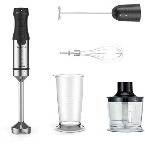 Blender 600ml Immersion blender,Stainless steel 5-in-1 hand blender set, Black,1000 W (1/3)