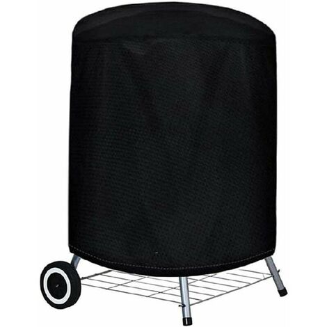 Round BBQ Grill Cover Round BBQ Grill Cover 420D Oxford Cloth Waterproof Cover Outdoor Waterproof/Anti-UV/Dustproof (70 x 70cm) - Black (1/5)