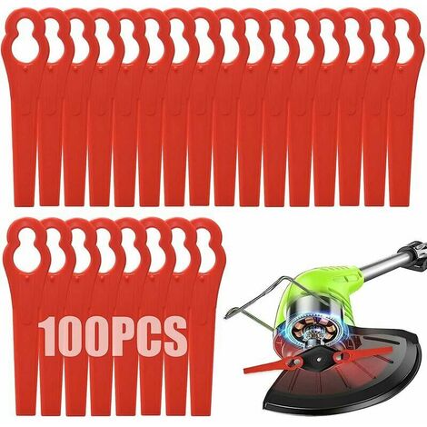 100 Pcs Plastic Grass Trimmer Blades, Cordless Strimmer Blades 83 mm Lawn Mower Cutting Blades Garden Mower Replacement Blades for Terratek Einhell Grass Strimmer-Red (1/5)