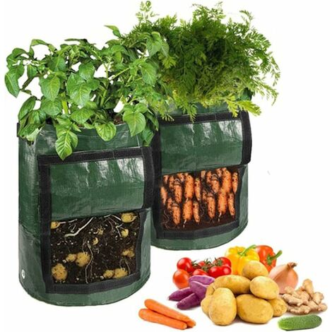 5 Pack Potato Grow Bags with Flap 10 Gallon, Planter Pot with Handles and  Harvest Window for Potato Tomato and Vegetables, Black 