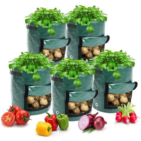 Potato Grow Bags Upgrade Thickened Fabric Plant Grow Bags with Handles & 360 Visible Windows for Growing Potatoes, Vegetables, Carrots, Onions, Size