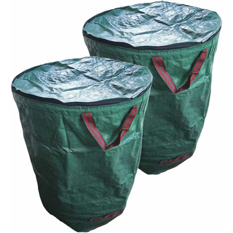 2x 132Gallon Heavy Duty Garden Leaf Bags Yard Lawn Waste Bag 4 Handles  Reusable