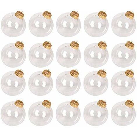 20 Pack Christmas Fillable Clear Plastic Baubles, Xmas Tree Transparent Ornaments to Fill & Design, DIY Craft,Gold - 6cm (1/5)