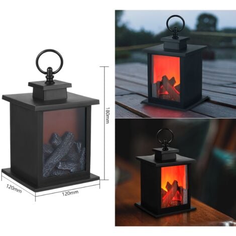 Led Fireplace Lamp Flame Effect Log Fire Place Lights Fireplace Lantern Realistic Carbon Fire Lights Vintage Lantern Battery Operated for Home Decor Indoor Bedroom Christmas Ornaments
（Batteries not I