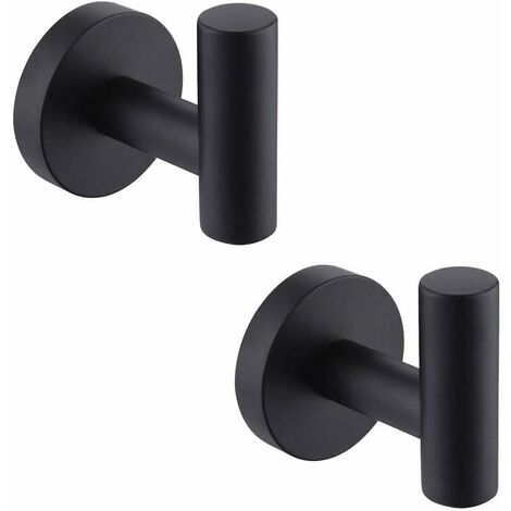 Wall Hook Bathroom Towel Rack Hooks Coat Rack Matte Black Stainless Steel SUS304 Coat Rack Holder Towel Rack Storage 2 Pieces (1/5)