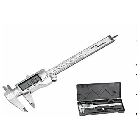 150 mm Digital caliper vernier caliper, large LCD display adjustable precision with spare battery and screwdriver