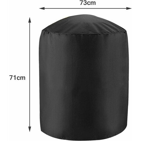 Round Barbecue Grill Cover, Oxford Cloth Waterproof Dust-proof Anti-UV Outdoor BBQ Grill Protector Black 71x73cm