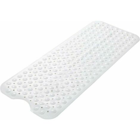 Extra Long Bath Mat Non Slip Shower Mat TPR Rubber Long Bathtub Mat Strong Suction Cups 100X40inch(White)