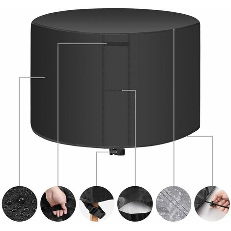 Round Patio Furniture Cover, Waterproof Outdoor Table Chair Cover, Anti-Fading Cover for Outdoor Furniture Set, UV Resistant (Black, 230110cm)