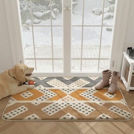 Indoor Entrance Mat, Washable & Ultra Absorbent Door Mat, Non-Slip Doormat for Indoor, Outdoor, Bedroom, Kitchen, Bathroom, Hallway - 60 x 90 cm, Yellow (1/5)