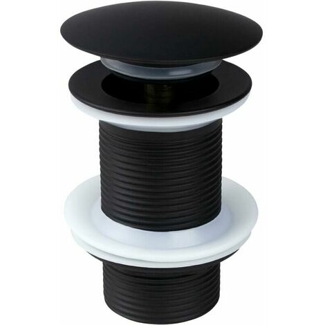 Basin Waste Unslotted, Pop Up Sink Plugs Basin, Basin Sink Waste Modern Pop Up Click Clack Sprung Plug with Overflow, Bathroom Sink Waste for Bathroom Sink Tap, Black