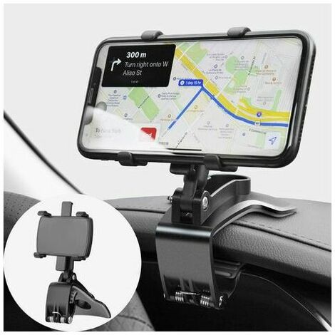 Car Phone Holder 360 Degree Rotation Dashboard Mobile Phone Holders Automobile Car Phone Mount for GPS and 4-7 inch Smartphones 1pc Black (1/5)
