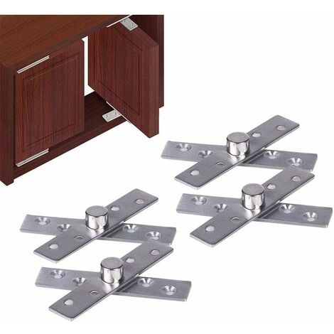 4pcs Stainless Steel Pivot Hinges, 360 Degree Concealed Rotation Door Pivot Hinges, Upper Lower Door Hinge, for Cabinet Window Door (1/5)