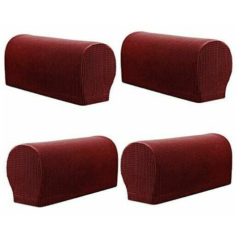 Arm Rest Covers, Set of 4 Stretch Armchair Couch Armrest Chair Covers for Furniture Protector, Anti-Slip Sofa Chair Arm Caps Spandex Polyester Slipcovers (Wine Red) (1/5)