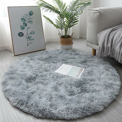 Round Fluffy Rugs for Bedroom and Living Room Cute Area Rugs for Kids Room Shaggy Circle for Kids Baby Girls Fuzzy Bedroom And Sleeps Home Decor 4ft Circle Rug (Light Grey)