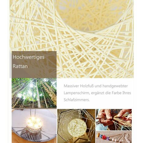Creative Night Light Bedside Lamp with Wooden Base for Room Decor Mood Light with Wooden Stand Modern Rattan LED Lamp USB