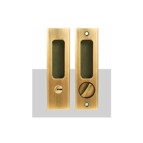 Pocket Door Handle With Key Sliding Door Lock Key Recessed Door Handle 160mm(brass) (1/5)