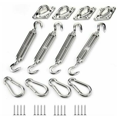 Shade Sail Fixing Kit, Stainless Steel Sun Shade Sail Fixing Kit for Triangle and Square, Rectangle, Sun Shade Sail Fixing Accessories M6