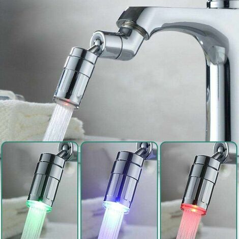 Universal 720 degree rotating light, LED color changing light temperature control faucet, 24mm interface (1/5)