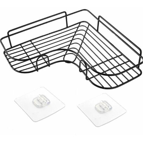 Shower Shelf and Storage, Corner Shower Shelf Without Drilling, Bathroom Shelf, Stainless Steel Shower Soap Holder For Bathroom, Bathroom Accessories Adhesive Stickers, Kitchen Storage, (Black) (1/4)