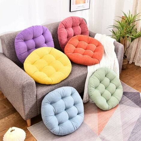 Floor Cushion, Round Shape Tufted Seat Cushion Thicken Corduroy