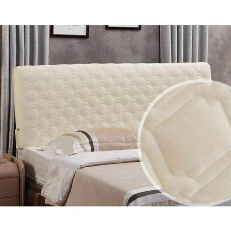 Headboard Cover Elastic Bedspread 180cm Headboard Cover, Solid Color Cotton Quilted Headboard Cover,Beige-180x80cm,Superma