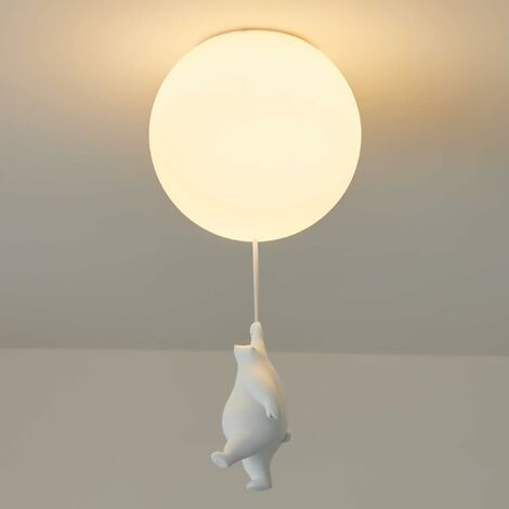 Childrens Ceiling Light White Acrylic Lampshade,Creative Polar Bear Ceiling Light Modern Cartoon Decor Lamp Fixture Indoor Lighting for Boy Girl Bedroom Living Room Kindergarten,13cm（No Bulb） - A