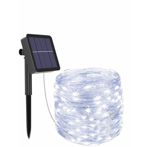 Outdoor Solar String Lights, 20m 200 LED Solar Powered 8 Modes Solar Fairy Lights Outdoor Waterproof Decoration for Garden, Patio, Yard, Christmas, Wedding, Cold White (1/5)