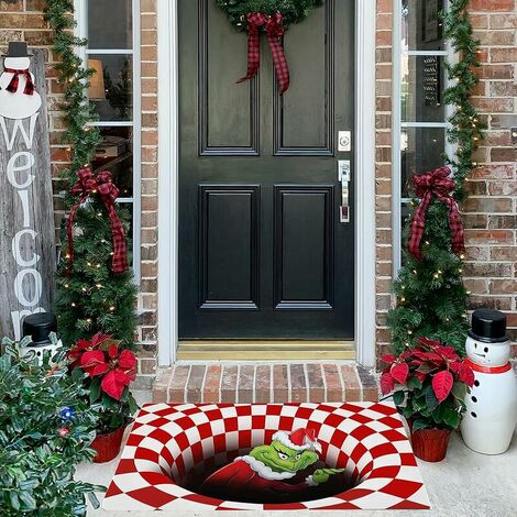 Non-slip Christmas Decoration Door Mat, 3D Optical Illusion Red Fluffy Carpet, 40cm60cm (1/5)