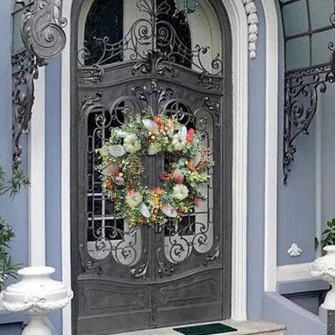 Colorful yugali Pumpkin style Harvest Festival decoration wreath euro-american autumn Eucalyptus door hanging ring (1/5)