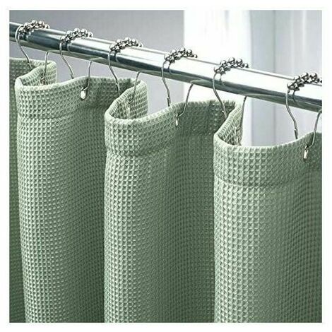 European and American Waffle Shower Curtain Waterproof and Mildewproof Bathroom Door Curtain Shower Curtain-Bean Green (1/5)