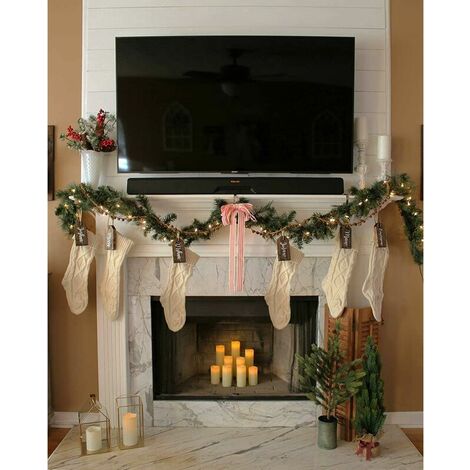 Pack Christmas Stockings, 18 Large Size Cable Knit Christmas Stockings, Gifts and Decorations for Family Holidays, Christmas Party, Ivory White