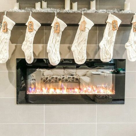 Pack Christmas Stockings, 18 Large Size Cable Knit Christmas Stockings, Gifts and Decorations for Family Holidays, Christmas Party, Ivory White