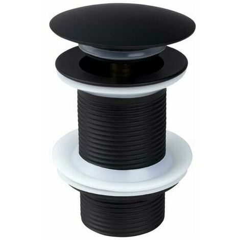 Basin Waste Unslotted, Pop Up Sink Plugs Basin, Basin Sink Waste Modern Pop Up Click Clack Sprung Plug with Overflow, Bathroom Sink Waste for Bathroom Sink Tap, Black