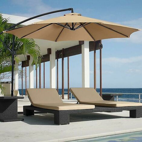 Parasol Replacement Cover, 8 Ribs, 3 M, Waterproof, Anti-UV, Replacement Fabric, Beige (1/5)