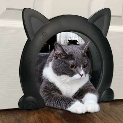 Cat Flap for Hides Litter Box and Cat Food,ABS Plastic Cat Corridor Interior Pet Door 22.5cm27cm5.5cm Black