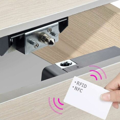 Cabinet Lock, Smart NFC Electronic Locks for Drawer, Hidden Card Lock for Wooden Cabinet Cupboard Pantry Furniture (Android iOS (1/5)