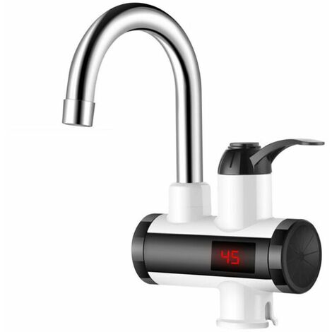 3000W Instant Hot Water Faucet Electric Water Heater Tap with LED Digital Display Kitchen Bathroom Water Heating Faucet IPX4 Waterproof 360° Rotatable 220V